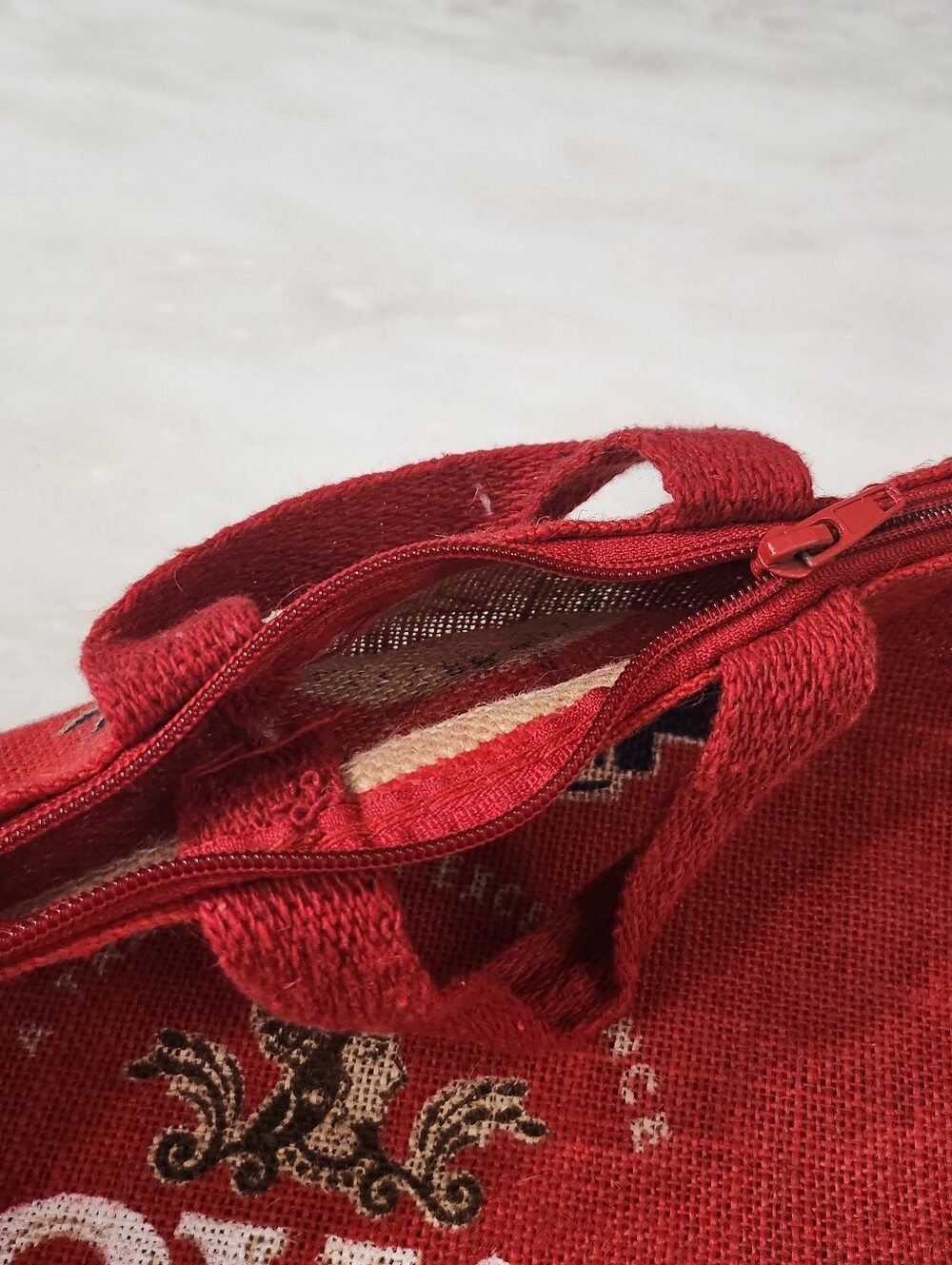 Upcycled Royal Rice Burlap Tote - Picture 4 of 7